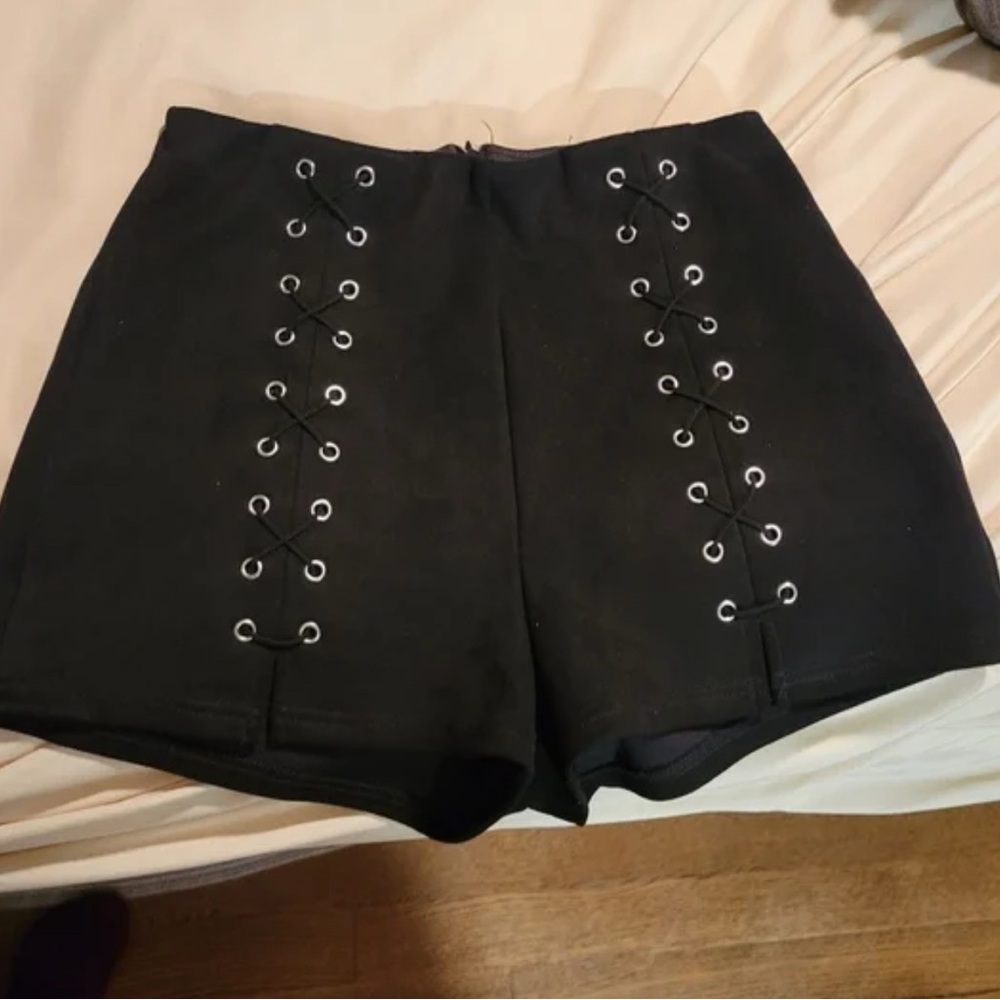 Black Lace-Up Women's Shorts